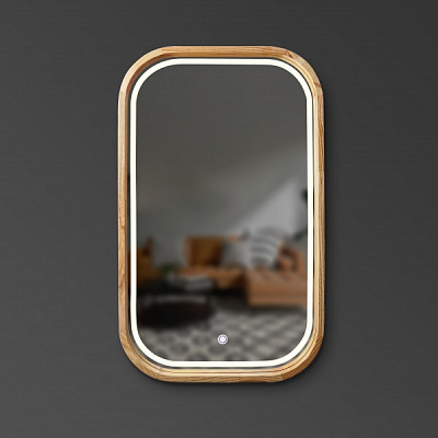 Дзеркало з вбудованим підсвічуванням Luxury Wood Reliability SLIM LED ясен натуральний 550x750 мм