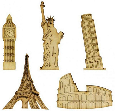 Набор заготовок Известные мировые сооружения фанера 5 шт 