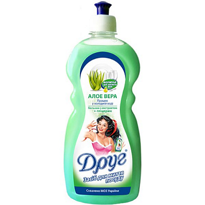 Засіб для ручного миття посуду Друг Алое вера з гліцерином 1л