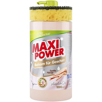 Средство для ручного мытья посуды Maxi Power Миндаль с губкой 1л