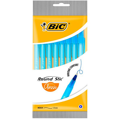 Набір ручок кулькових BIC Round Stick 8 шт. сині