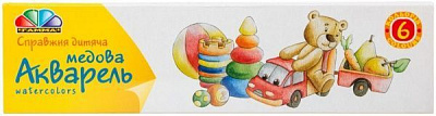 Акварель медова Улюблені іграшки 6 кольорів Гамма