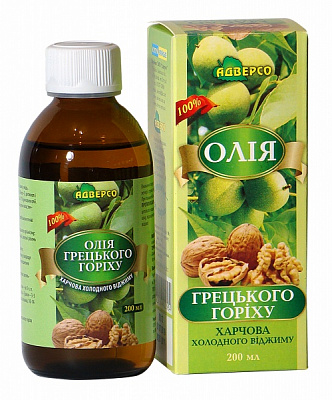 Масло грецкого ореха Адверсо пищевое холодного отжима 200 мл 