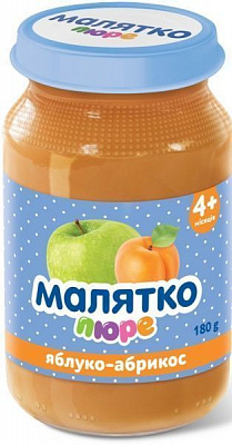 Пюре Малятко Яблоко и абрикос 180 г 4820123510677 