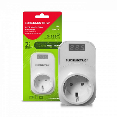 Реле напряжения на розетке Euroelectric RV-16A/3,5kW