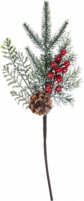 Гілочка декоративна хвойна з шишкою і ягодами 45 см ESX24372