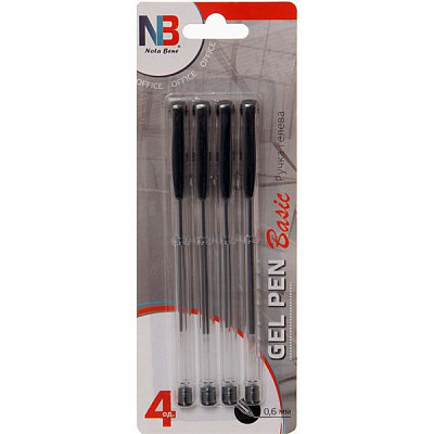 Набор ручек гелевых Nota Bene Basic черный 4 шт