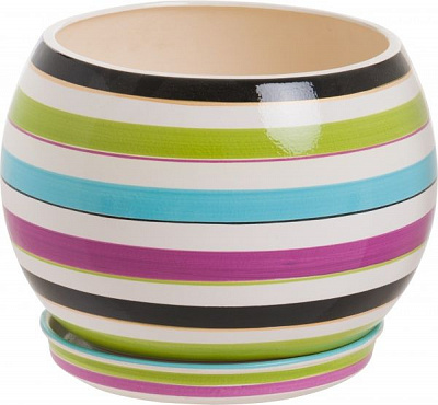 Горщик керамічний Оріана-Запоріжкераміка Куля смуга кольоровий круглий 9л різнокольоровий (037-0-147)