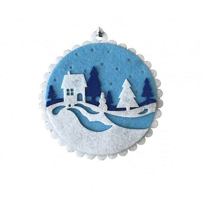Підвіс клейовий з фетру Новорічний 2 11 см мульті