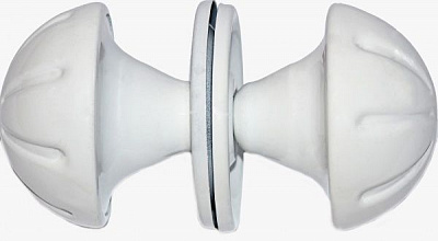 Ручка дверная кнопка без запирания белый глянец