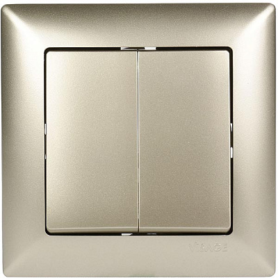 Выключатель двухклавишный Gunsan Visage без подсветки 16 А 250В IP20 бежевый металлик VS 28 25 103