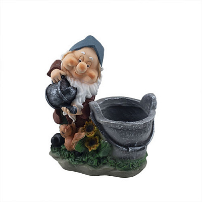 Фигурка садовая Гном с ведерком (полистоун) G0123(P)
