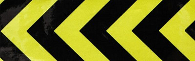 Сигнальная светоотражающая наклейка желто-черная 100x300 мм 2 шт.