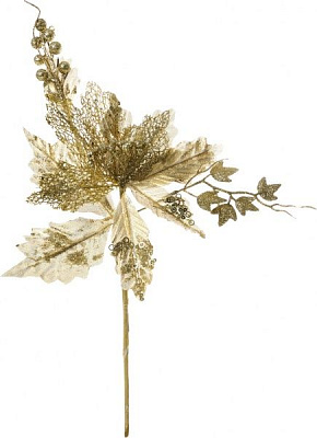Гілочка декоративна Пуансетія золота 43 см ELY15001