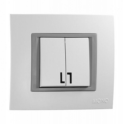 Выключатель двухклавишный Mono Monte без подсветки 10 А 250В белый 105-010101-102