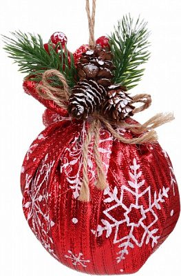 Декоративная подвеска Шар с декором 8 см красный MD2176