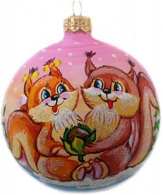 Шар стеклянный Зверьки 2 d100 К-410-100 розовый