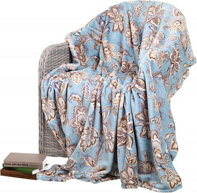 Плед Flower 160x200 см голубой с бежевым La Nuit 