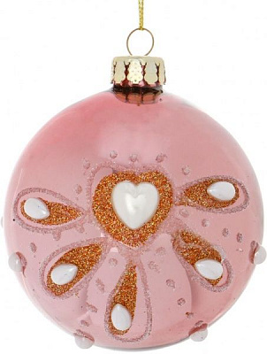Шар стеклянный d80 с блестками розовый