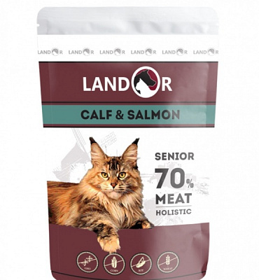 Консерва для кошек преклонного возраста LANDOR Senior Телятина и лосось 85 г