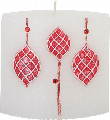 Свеча декоративная Аппликация Эллипс 55 * 125 Красная Pako-If