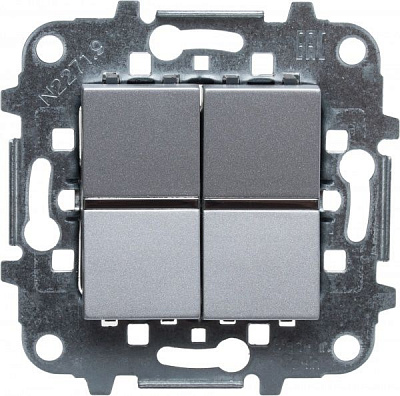 Выключатель проходной двухклавишный ABB Zenit без подсветки 10 А 250В IP20 серебряный N2242 PL Z