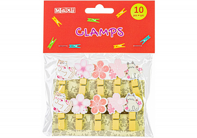Прищіпки декоративні Cats&Flowers з мотузком 130 мм MX62589 10 шт. Maxi