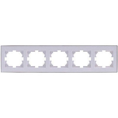 Рамка п'ятимісна Lezard Rain горизонтальна білий із хромованою вставкою 703-0225-150