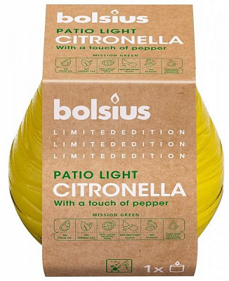 Свеча Divine Earth в стекле Patiolight 94/91мм Citronella с добавлением перца Bolsius