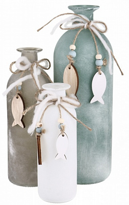 Набор ваз HOFF стеклянных Ocean breeze 3 шт бирюзовый/коричневый/белый 