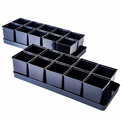 Комплект Алеана для розсади великий (20 горщиків+2 піддони), чорний