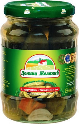 Огірки мариновані Долина желаний Пікантні 720 мл 670 г