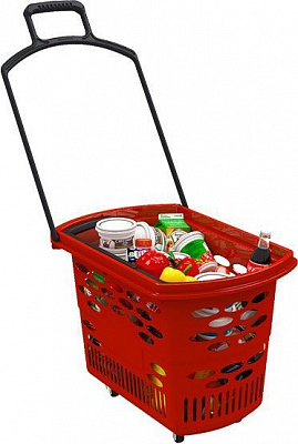 Кошик-візок Techno з 2 пластиковими ручками червоний