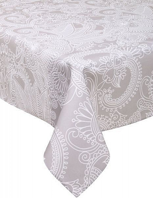 Скатерть Роспись 140x220 см серый Luna 