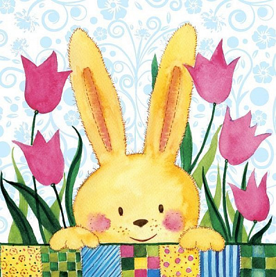 Салфетки столовые Silken Желтый кролик 33х33 см цветные 18 шт.