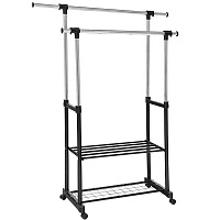 Тримач для одягу PROзапас SG-0125-QD подвійний з полицями чорний/хром