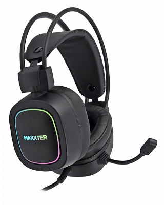 Наушники Maxxter Ghost Helmet black USB 7.1 RGB подсветка 