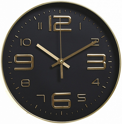 Часы настенные Ross 30х30х4 см золотая рамка черный циферблат