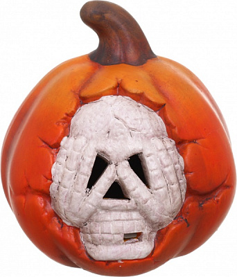 Декоративная фигура Тыква с черепом 140х140х160 мм