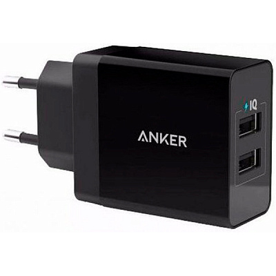 Зарядное устройство  Anker USB Wall Charger PowerPort2 24W/4.8A+Micro USB cable V3 Black (B2021L11)