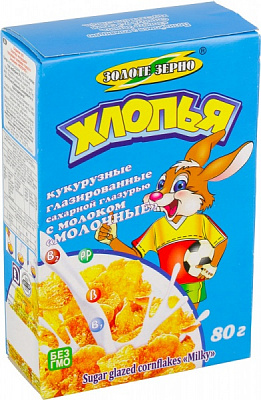 Хлопья ЗОЛОТЕ ЗЕРНО кукурузные Молочные 80 г (4820017293235) 