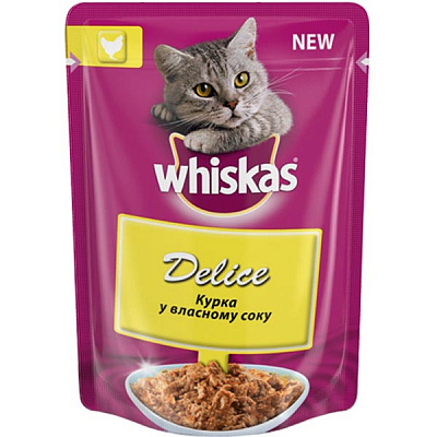 Корм Whiskas Delice с курицей в собственном соку 85 г 