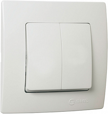 Вимикач двоклавішний Makel Lillium Natural Kare без підсвітки 10 А 250В білий 32001003