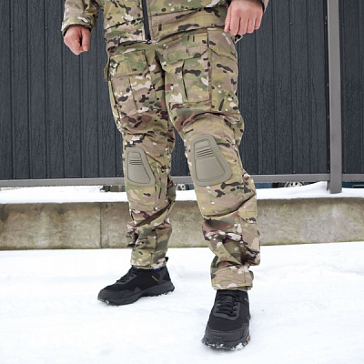 Штани UkrCossacks тактические зимние мультикам с сумкой для транспортировки, р.50 р.L