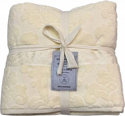 Простирадло махрове жакард 150x200 см молочний