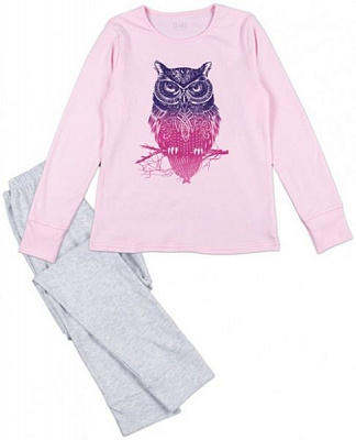 Піжама для дівчаток Фламінго р.152 сірий із рожевим 240-212