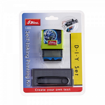 Текстовий штамп S-882 3 рядки 38х14 мм укр./рос. шрифт зелений корпус Shiny