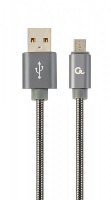 Кабель Cablexpert 2 м серый (CC-USB2S-AMmBM-2M-BG) micro USB 2.0 A-папа/Micro B-папа 
