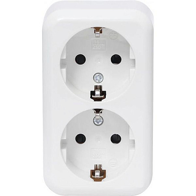 Розетка подвійна із заземленням Expert Power Power без шторок білий HSN-SCP.H3A20G2WG-WH