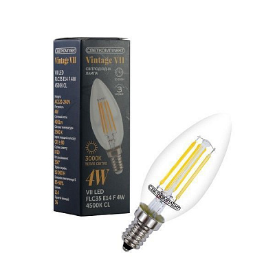 Лампа світлодіодна Светкомплект FIL VII C35 4 Вт E14 3000 К 220 В прозора
